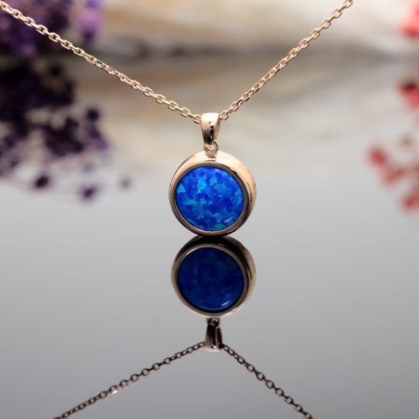 14 Ayar Altın Opal Taşlı Zarif Kolye