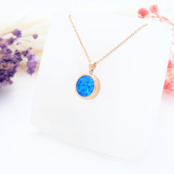 14 Ayar Altın Opal Taşlı Zarif Kolye