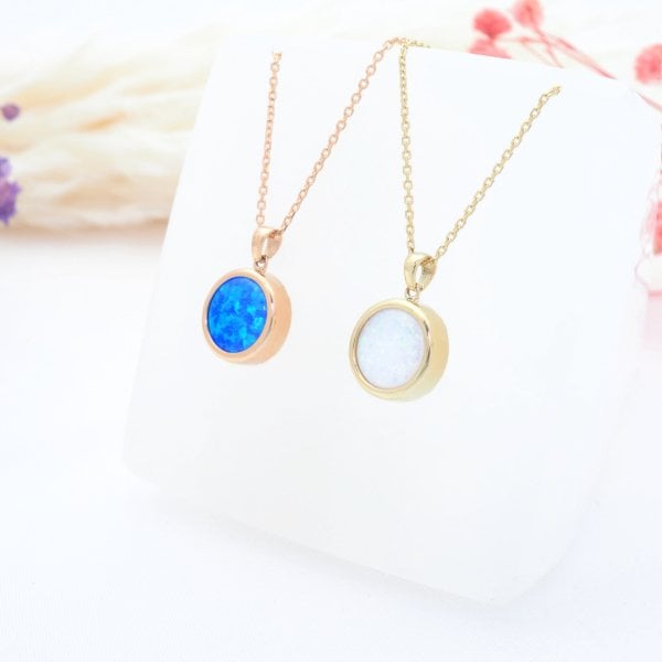 14 Ayar Altın Opal Taşlı Zarif Kolye