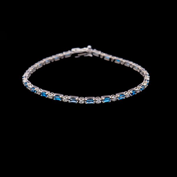 Pırlanta 14 Ayar Altın London Blue Baget Bileklik