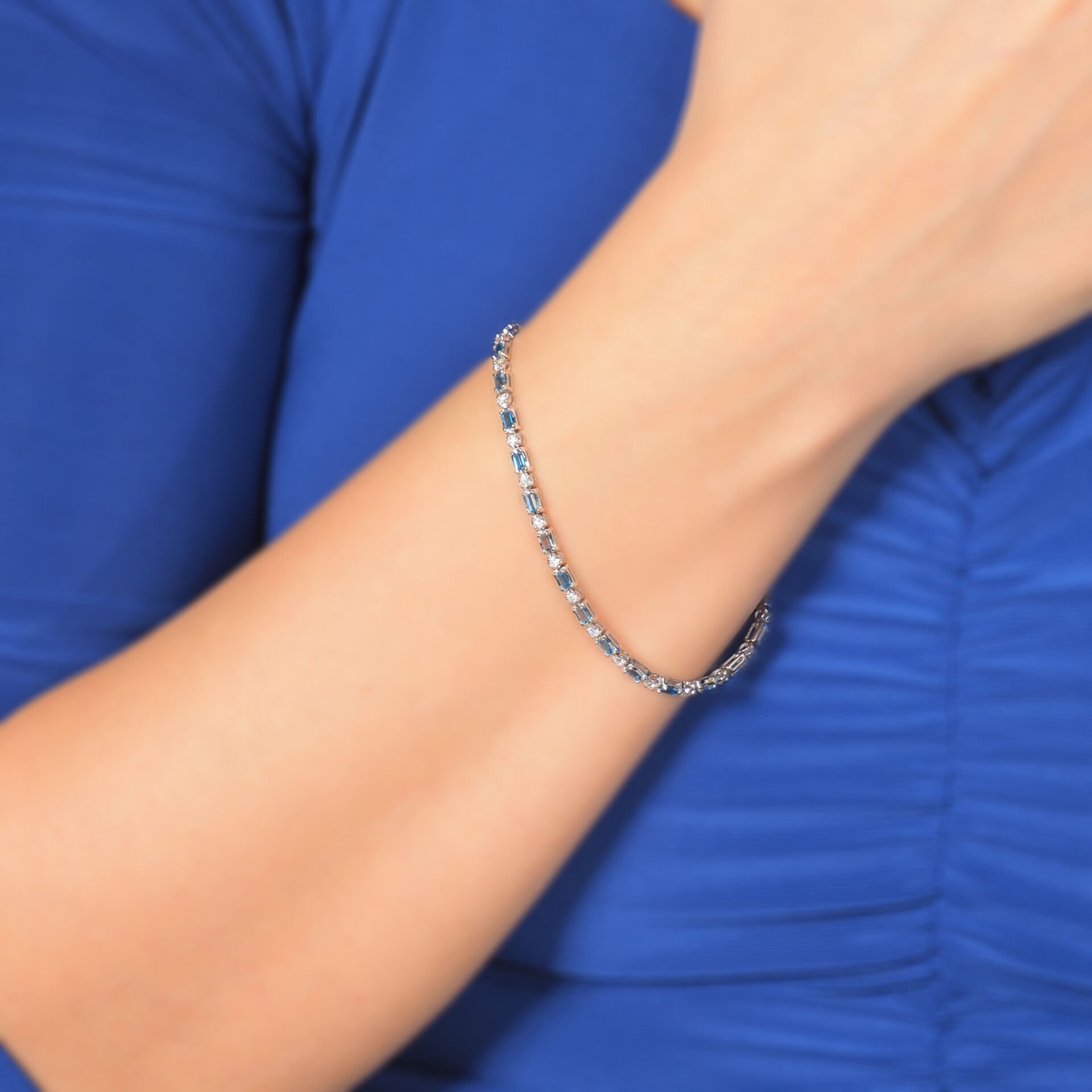 Pırlanta 14 Ayar Altın London Blue Baget Bileklik