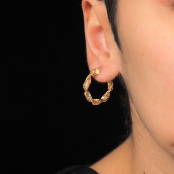 14 Ayar Altın Sarmal Halka Küpe