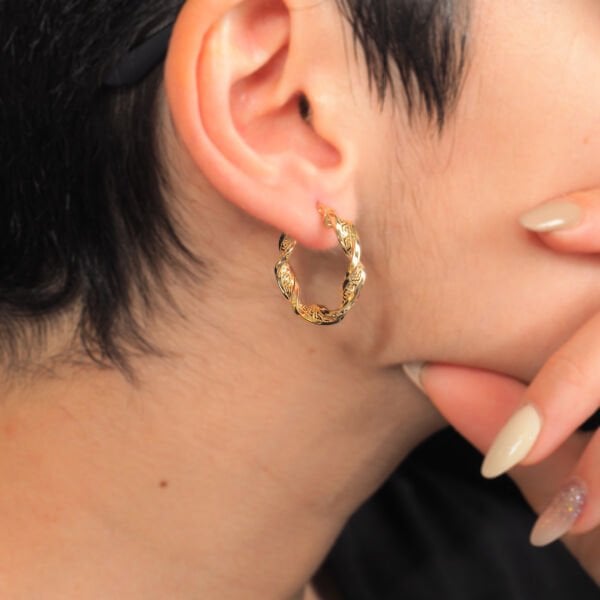 14 Ayar Altın Sarmal Halka Küpe