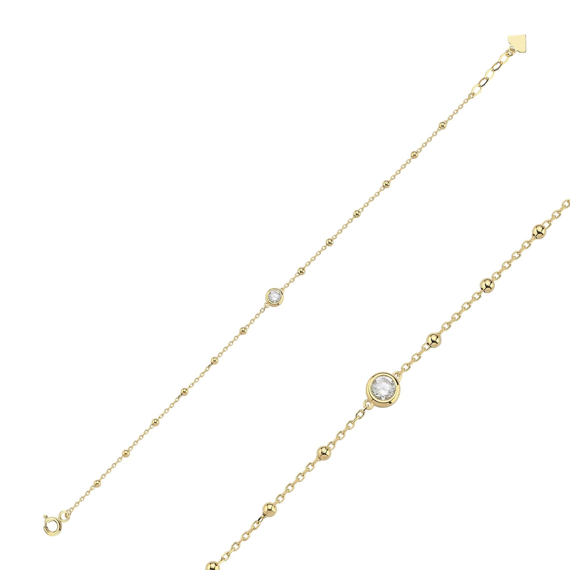 Rainbow Beyaz Yuvarlak Taşlı Toplu Bileklik