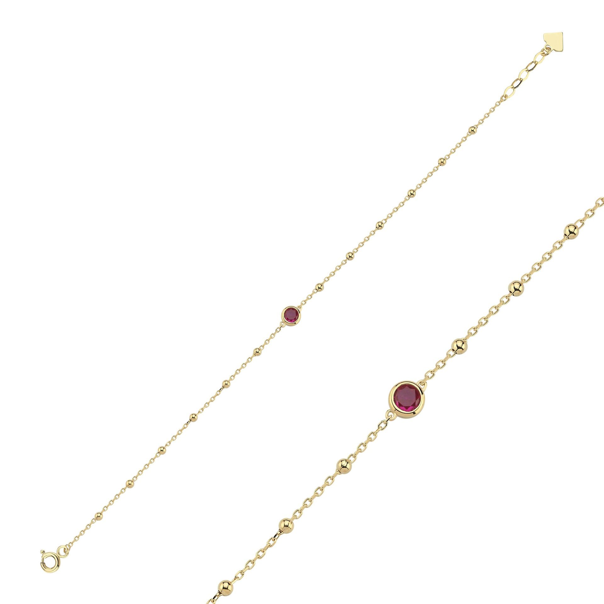 Rainbow Kırmızı Yuvarlak Taşlı Toplu Bileklik