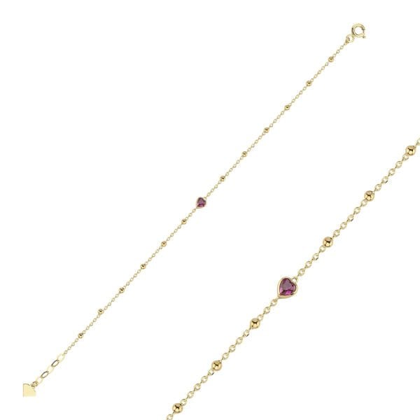 Rainbow Kırmızı taşlı kalp Toplu Bileklik