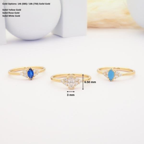 14 Ayar Altın Renkli Markiz Yüzük