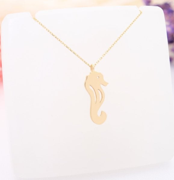 14 Ayar Altın Deniz Atı Kolye