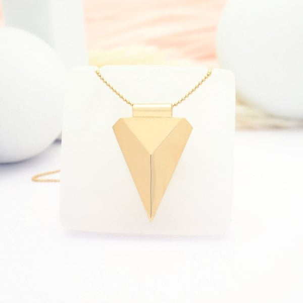 14 Ayar Altın Üçgen Geometrik Kolye