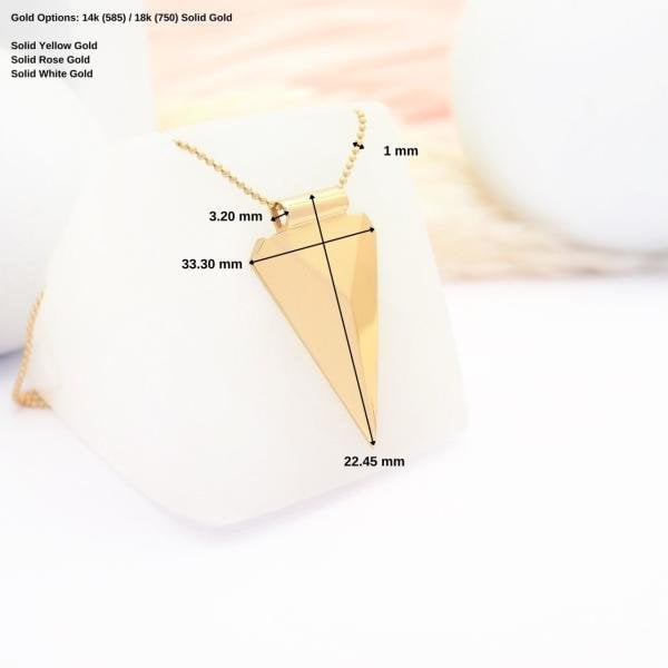 14 Ayar Altın Üçgen Geometrik Kolye