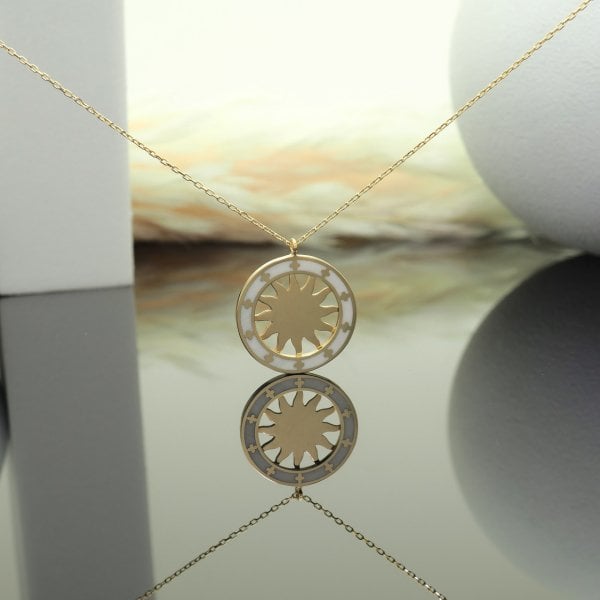 14 Ayar Altın Mineli Güneş Kolye