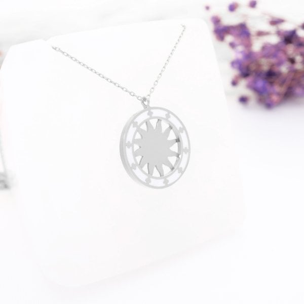 14 Ayar Altın Mineli Güneş Kolye