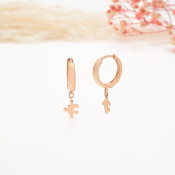 14 Ayar Altın Puzzle Küpe