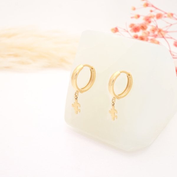 14 Ayar Altın Puzzle Küpe