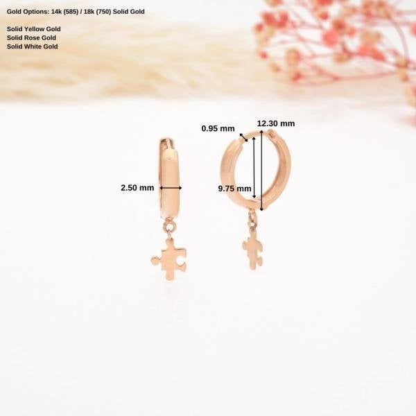 14 Ayar Altın Puzzle Küpe