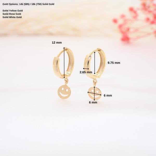 14 Ayar Altın Gülen Yüz Küpe