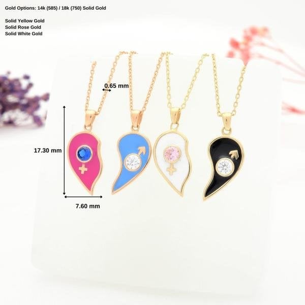 14 Ayar Altın Zarif Mineli Yarım Kalp Kolye