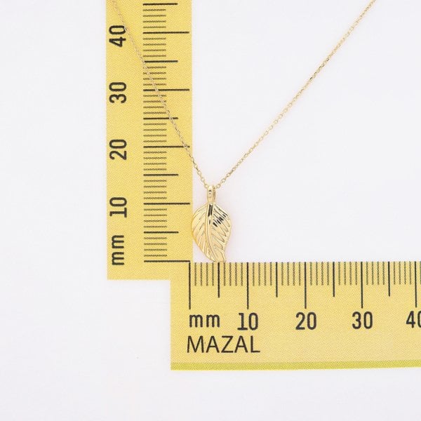 14 Ayar Altın Yaprak Kolye