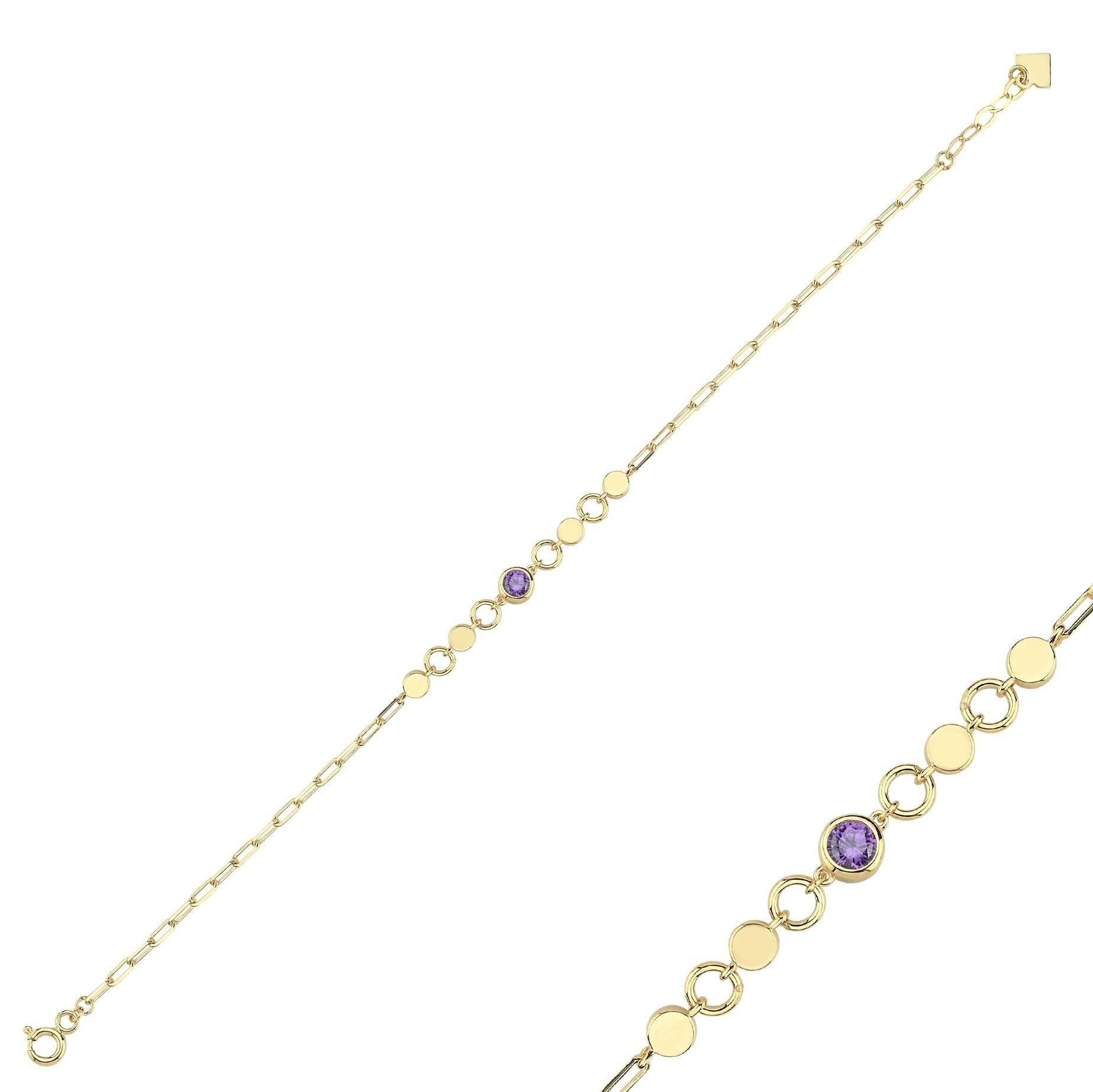 Rainbow Mor Taşlı Yuvarlak Bileklik