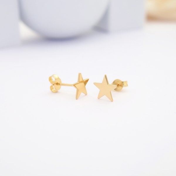 14 Ayar Altın Yıldız Küpe