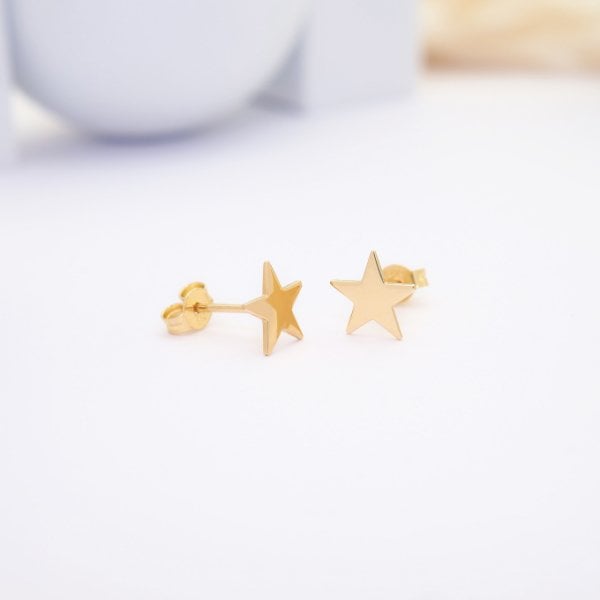 14 Ayar Altın Yıldız Küpe