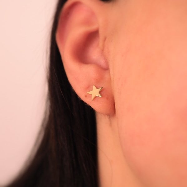 14 Ayar Altın Yıldız Küpe