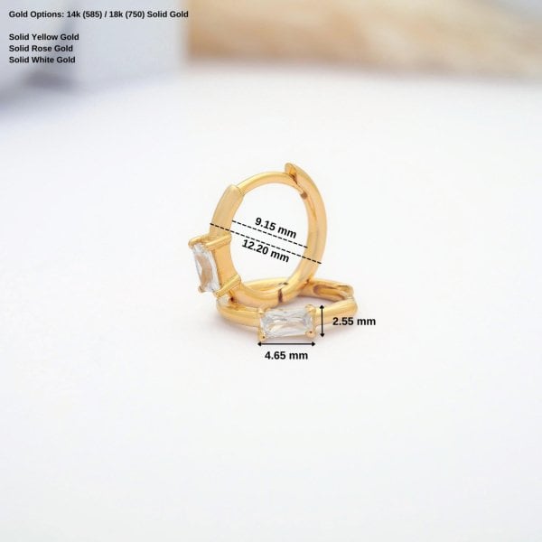 14 Ayar Altın Baget Halka Küpe