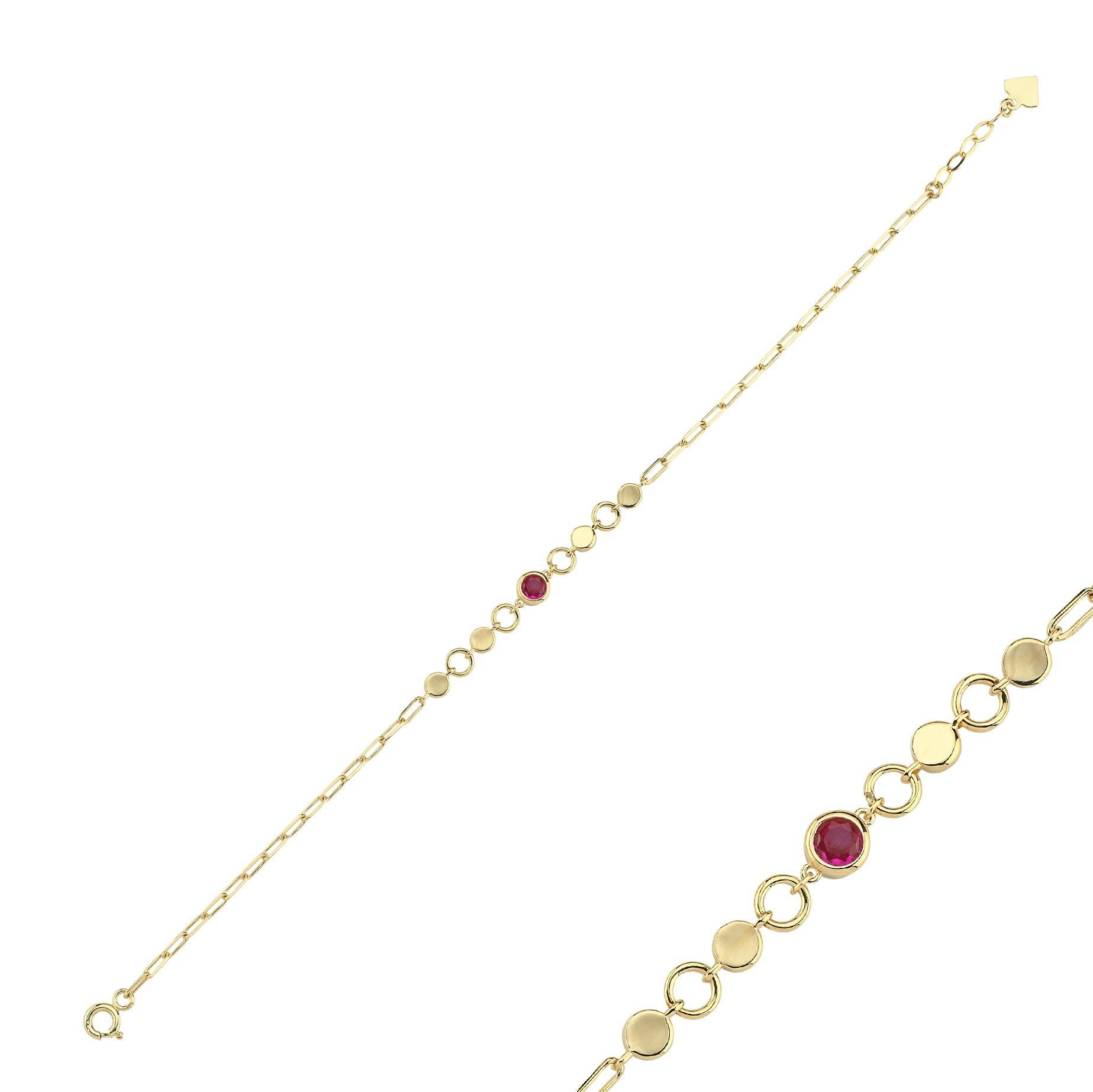 Rainbow Kırmızı Yuvarlak Taşlı Bileklik