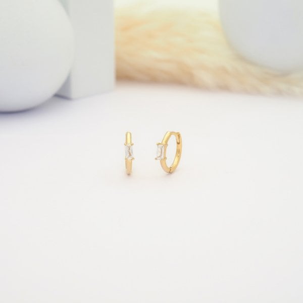 14 Ayar Altın Baget Halka Küpe