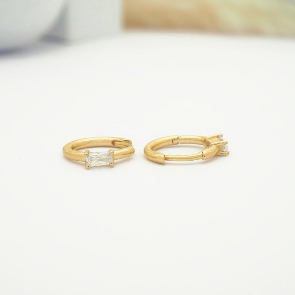 14 Ayar Altın Baget Halka Küpe