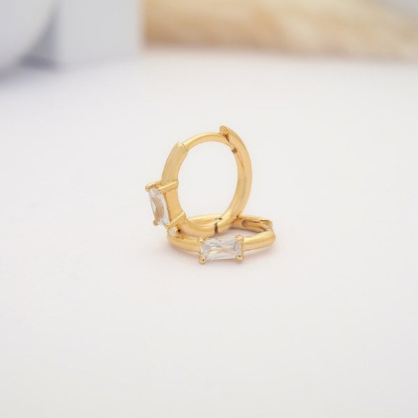 14 Ayar Altın Baget Halka Küpe