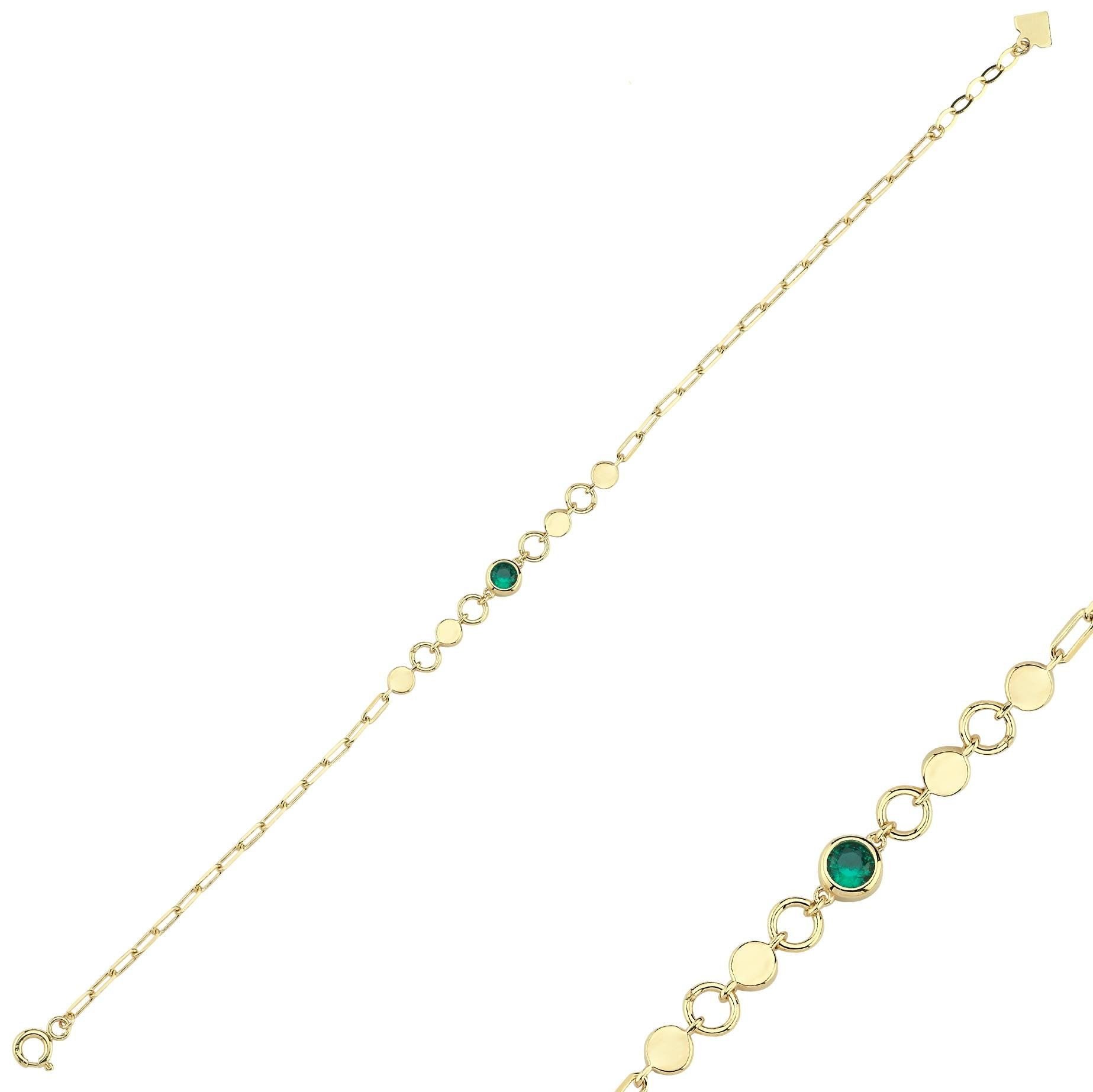 Rainbow Yeşil Yuvarlak Taşlı Bileklik