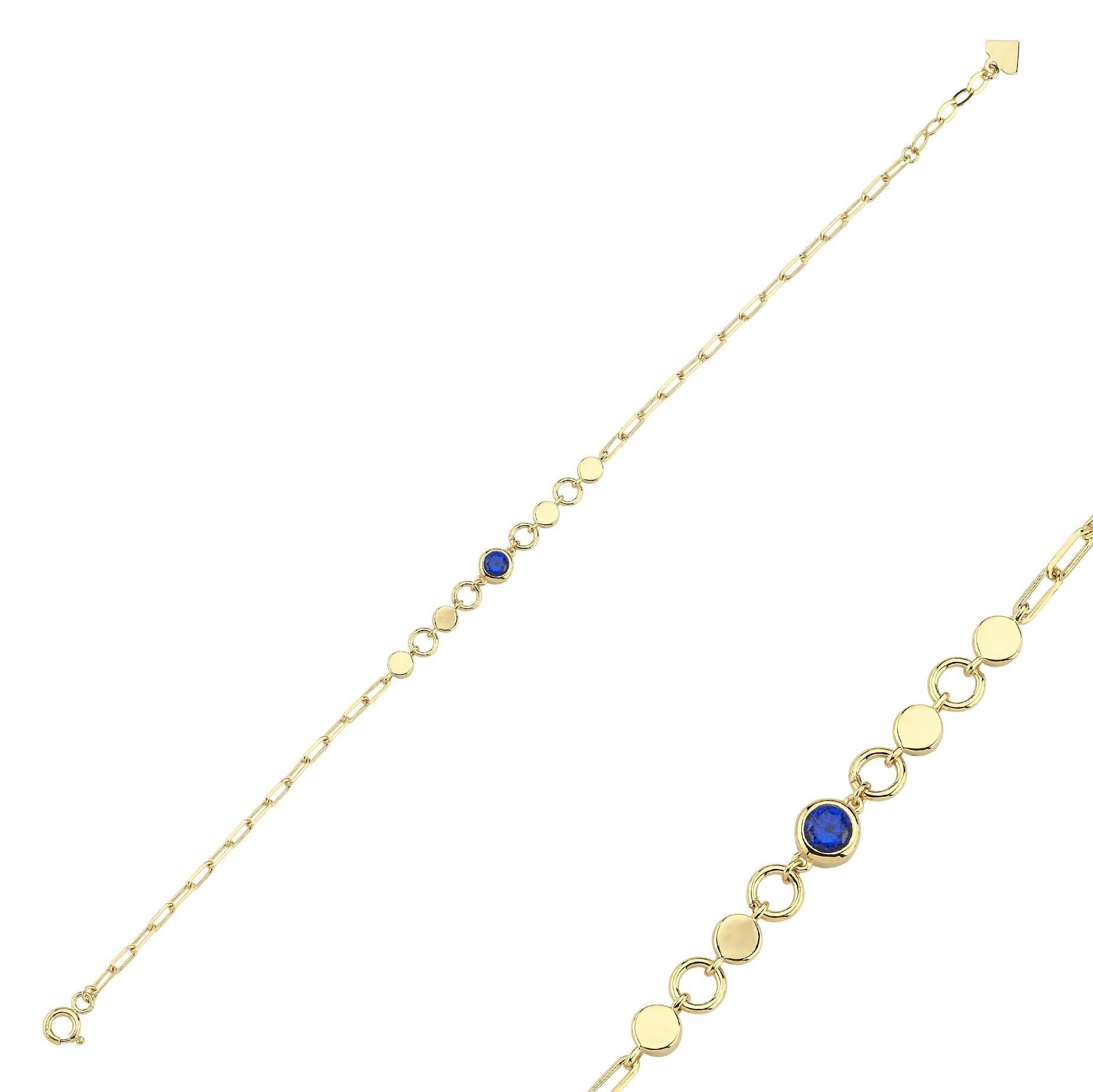 Rainbow Lacivert Yuvarlak Taşlı Bileklik