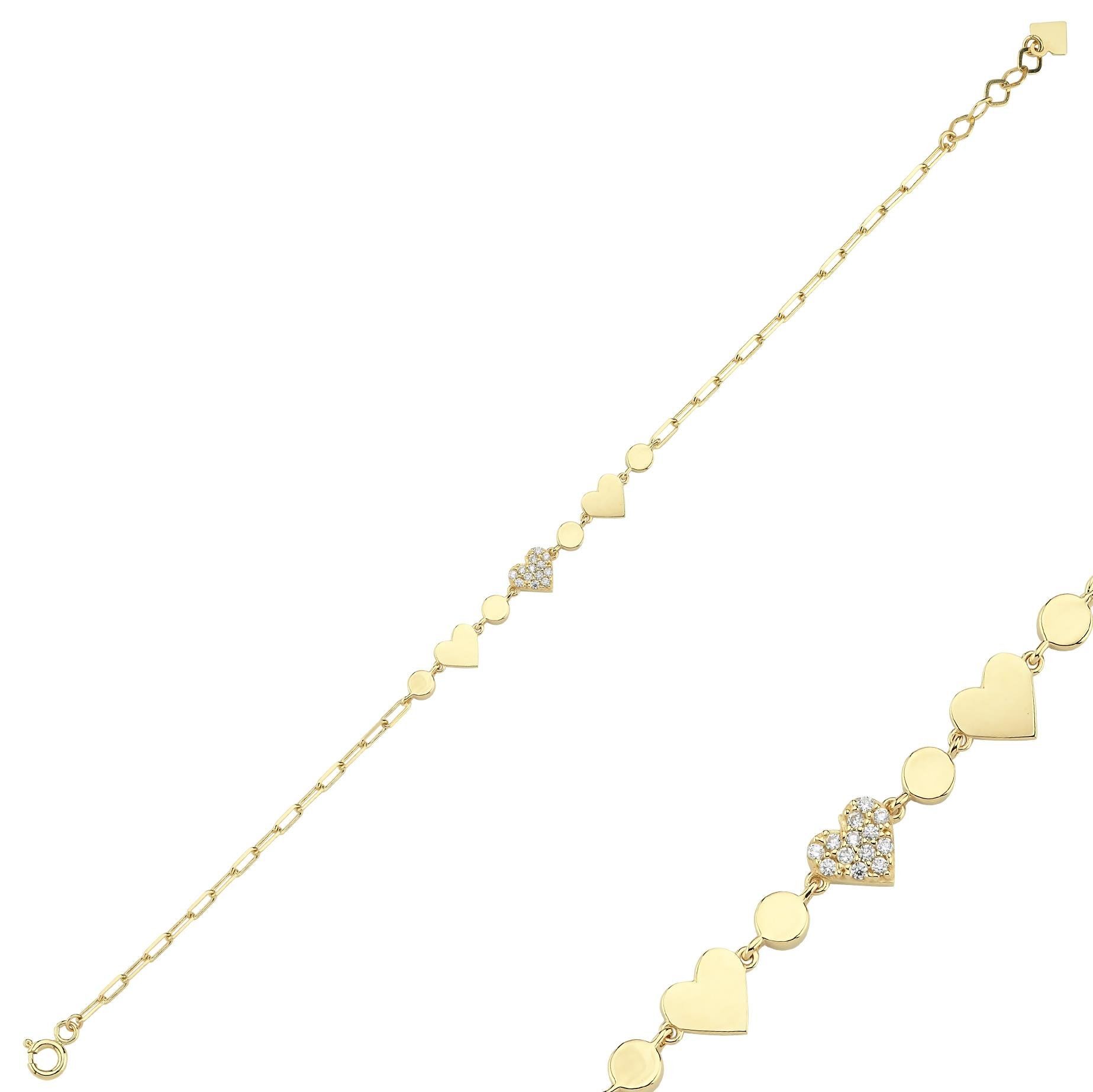 Classy Taşlı Kalp Bileklik