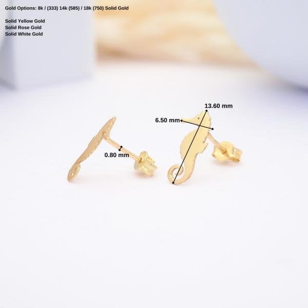 14 Ayar Altın Deniz Atı Küpe