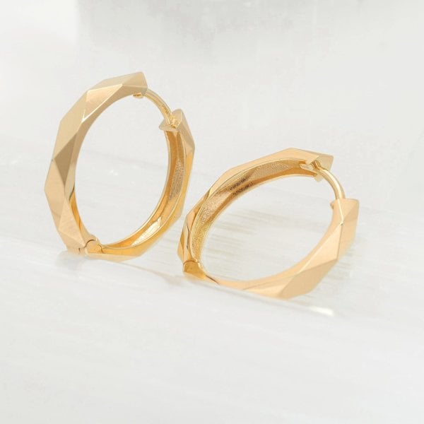 14 Ayar Altın Geometrik Küpe