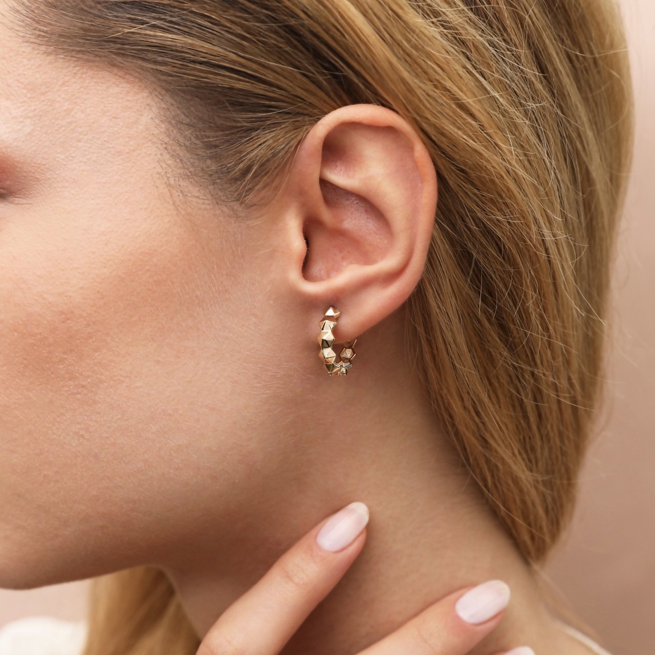 14 Ayar Altın Geometrik Küpe