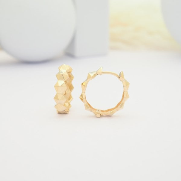 14 Ayar Altın Geometrik Küpe