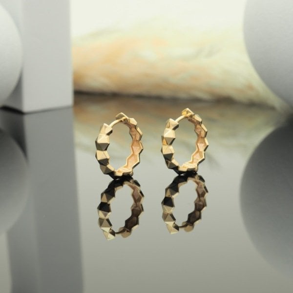 14 Ayar Altın Geometrik Küpe