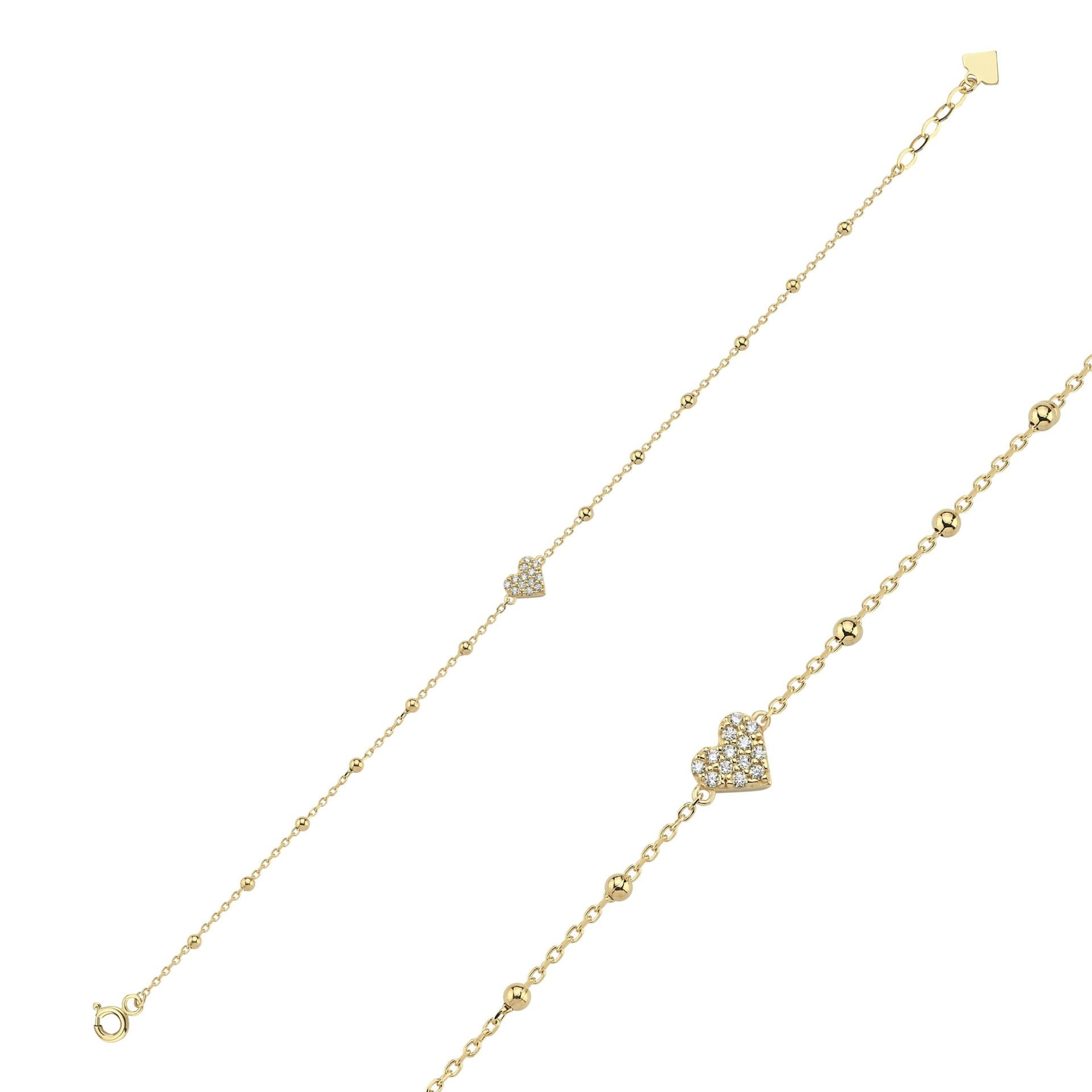 Simple Taşlı Kalp Toplu Bileklik