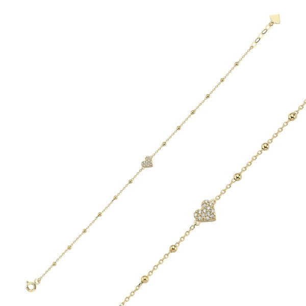 Simple Taşlı Kalp Toplu Bileklik