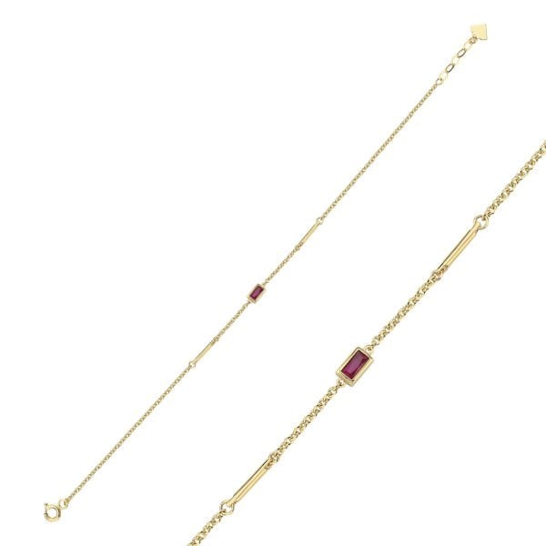 Rainbow Kırmızı Taşlı Çubuk Bileklik