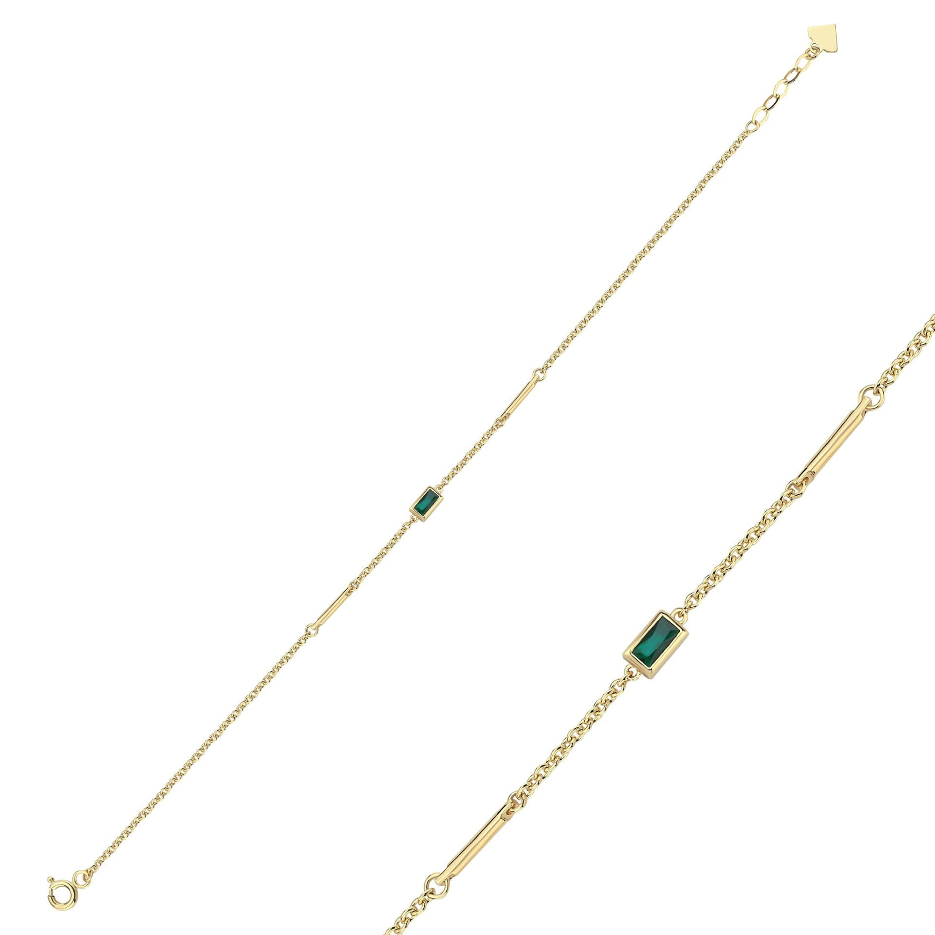 Rainbow Yeşil Taşlı Cubuk Bileklik