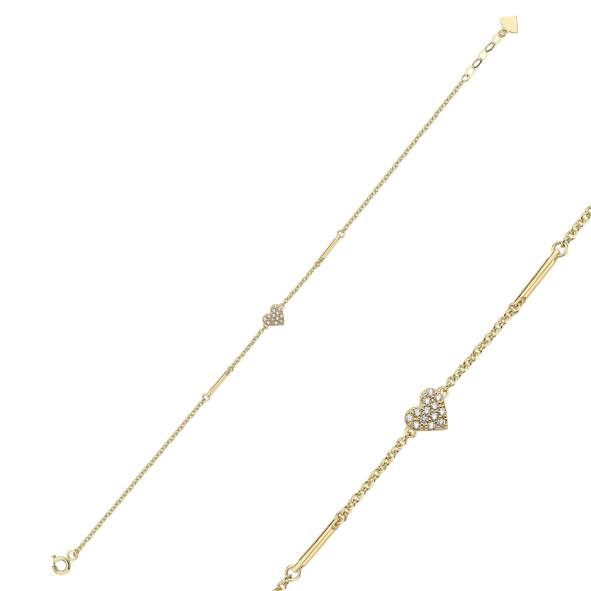 Simple Taşlı Kalp Cubuk Bileklik