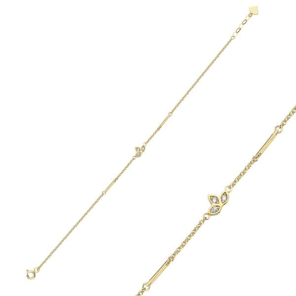 Simple Taşlı Cubuklu Lotus Bileklik