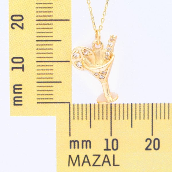 14 Ayar Altın Kokteyl Kadeh Kolye