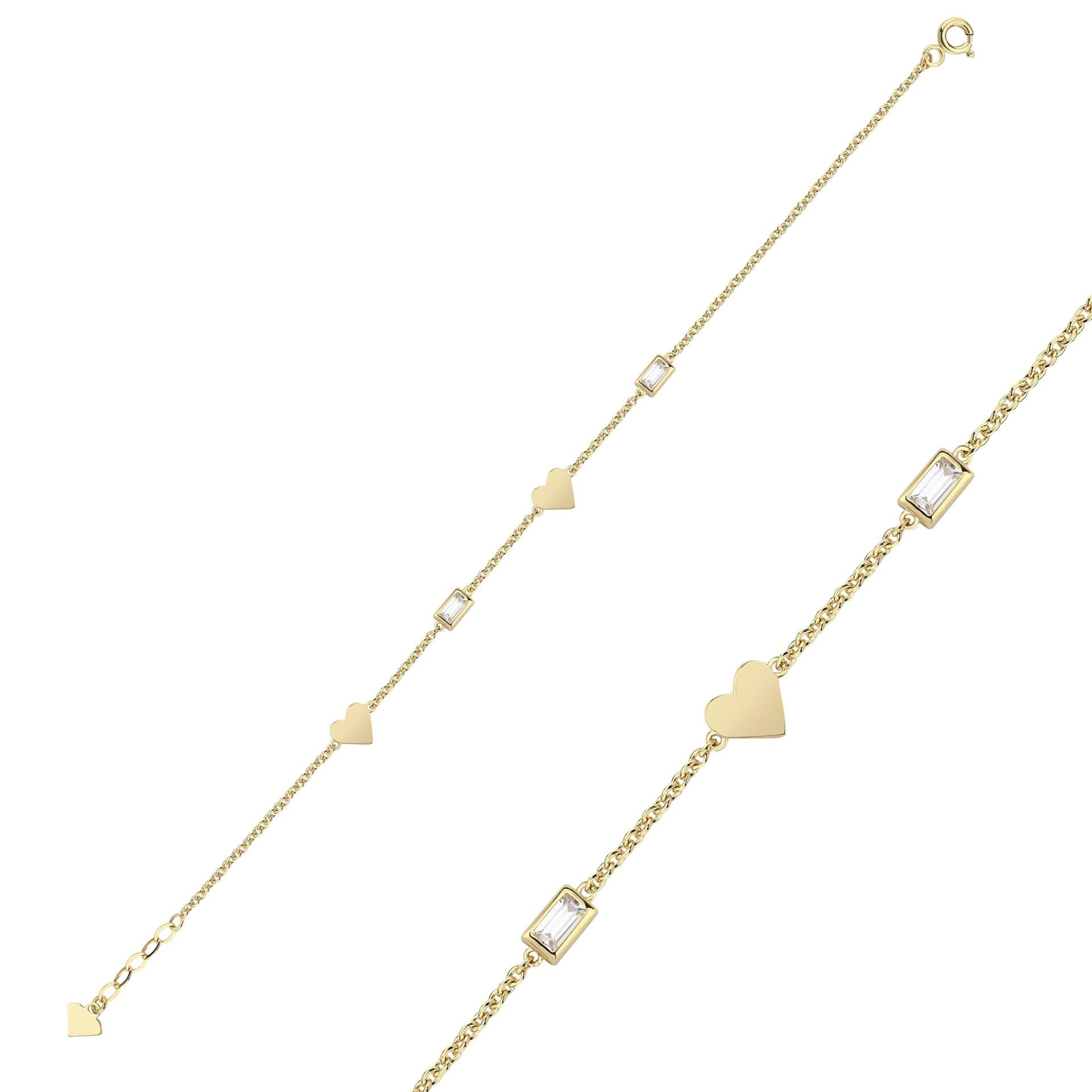 Simple Baget Taşlı Kalp Bileklik