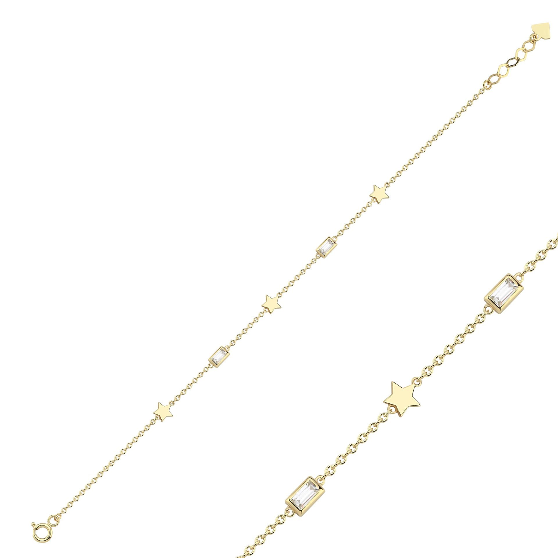 Simple Baget Taşlı Yıldız Bileklik