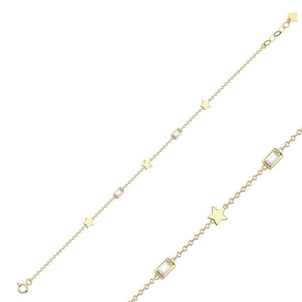 Simple Baget Taşlı Yıldız Bileklik