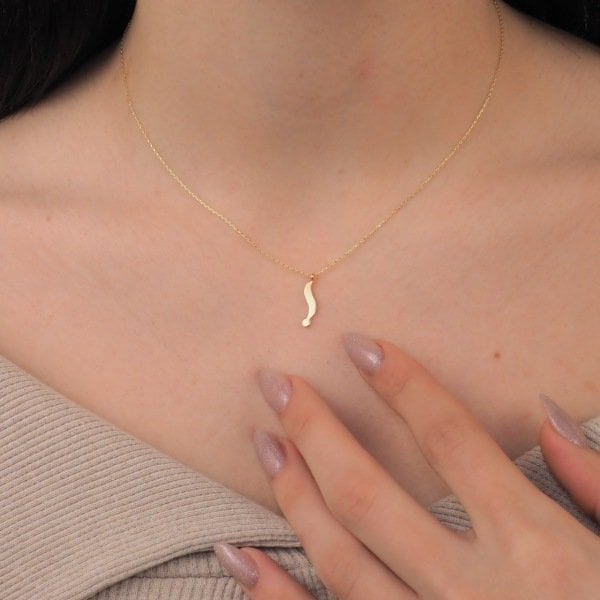 14 Ayar Altın Ünlem İşareti Kolye